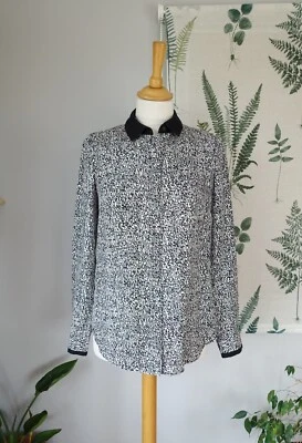 Camicia top LK BENNETT nera maculata 100% seta taglia UK 6 - Immagine 1 di 4