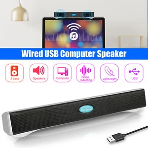 Computer Speakers Wired Desktop Soundbar Stereo Audio USB Powered for PC Laptop - Picture 1 of 8