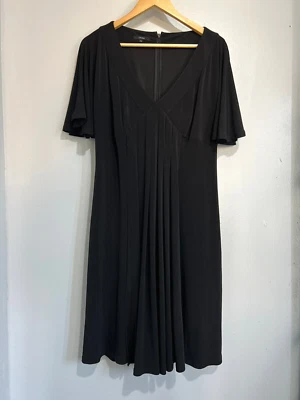 Linea Black Stretchy Drape Short Sleeve Midi Dress Size 14 - Image 1 of 4