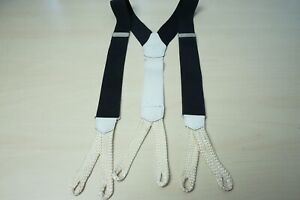 Brooks Brothers Black White Bracers Suspenders Button Loop One Size Tuxedo  