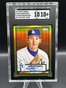 2021 Topps Chrome Platinum Anniversary Shawn Green Gold Auto /50 SP SGC 10 / 10 - Picture 1 of 2