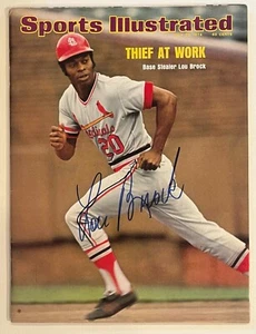 LOU BROCK Sports Illustrated SI Auto/Signed Beckett 1974 Newsstand No Label HOF - Picture 1 of 5