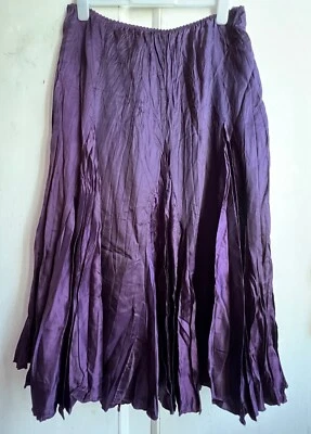 Falda Monzón 14 Púrpura Mezcla Seda Voluminosa Forrada Longitud Midi Estilo Pull On Foto 1 de 4