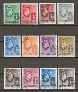 ISOLE VERGINI BRITANNICHE 1938/47 SG 110a/121 USATO - Foto 1 di 1