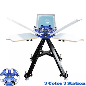 3 Color 3 Station Rotating Screen Printer for T-Shirt DIY Adjustable Height New - Picture 1 of 8