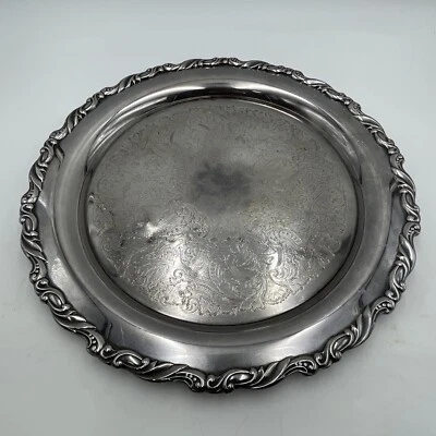 Plato redondo vintage Oneida plateado de 15 pulgadas Foto 1 de 4