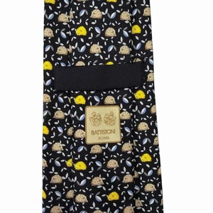 Battistoni Herren Igel Blumen Marine Satin Blau Seide 3 3/8" (B) x 63" (L) EUc - Bild 1 von 6