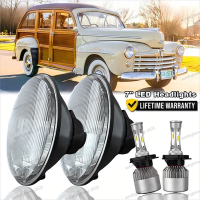 Par de faróis de LED redondos 7" polegadas para Ford Deluxe 1939-1951 - Imagem 1 de 4