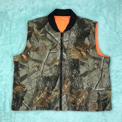 Bob Allen Reversible Camo Orange Real Tree Hardwoods Hunting Vest Mens XL - Image 1 of 4