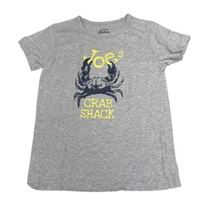 Camiseta Mini Boden Joe's Crab Shack Gráfica 7-8 Manga Corta Gris 100% Algodón Playa - Imagen 1 de 4