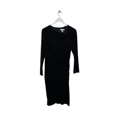 London Times Women’s Black Ruched Jersey Cocktail Dress Size 10 NWT - Image 1 of 4