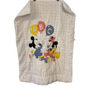 1984 Walt Disney Baby Mickey Minnie ABC 42X32 Crib Comforter Blanket Vintage - Picture 1 of 6