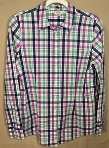 BROOKS BROTHERS RED FLEECE White Plaid Button Up Long Sleeve Fitted Shirt W’s 6 - Picture 1 of 8