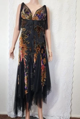 Vestido Diane Freis Vintage Años 80 Talla 6 Asimétrico Cuentas A Mano Terciopelo Burnout Foto 1 de 4