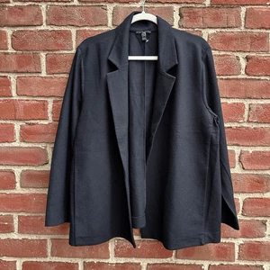 Blazer Jersey Eileen Fisher $398 Lana Fieltro Negro XL NUEVO - Imagen 1 de 12