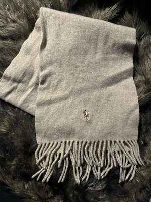 Ralph Lauren Polo Lana Flecos Bufanda Marrón Tostado Poni Dinero Antiguo Lujo Foto 1 de 2