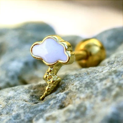 Gold Plated Lightning Cloud Cartilage Earring - Image 1 of 4