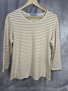 Wmns J.McLaughlin Lt Brown Striped 3/4 Sleeve Sz XL Momcore - Picture 1 of 4