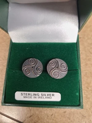 Glencara Silver Black Rhodium Celtic Stud Earrings - Image 1 of 2