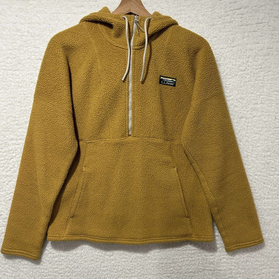 L.L. Sudadera con capucha Bean para mujer amarillo mostaza Katahdin polar media cremallera talla XS Foto 1 de 4