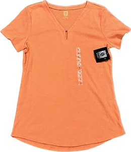 NWT Anne Klein Sport Shirt Women's Small Coral Pullover V Neck Short Sleeve - Picture 1 of 11