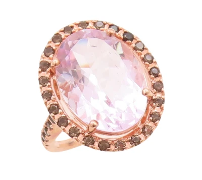 925 Sterling Silver Vintage Ring Gold Plated Smoky Quartz Amethyst Sz7.5 RG29779 - Image 1 of 4