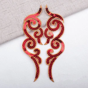 1Pair Sequined Applique Embroidery Patch Dress Costumes Clothing Sewing Material - Picture 1 of 26