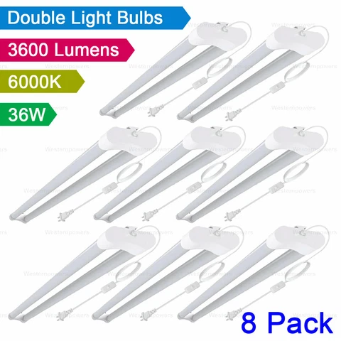 8 Pack 36W LED Shop Light Ceiling Workbench Garage LED Light 6000K Daylight Cover