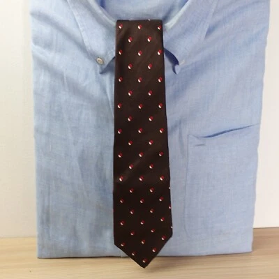 Corbata de sarga formal café oscuro corbata formal corbata de micro puntos marrón para hombre Foto 1 de 4