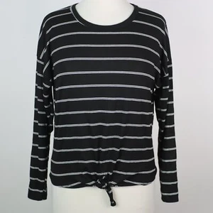 Caution To The Wind Womens Medium Striped Knotted Front Shirt Top - Picture 1 of 5