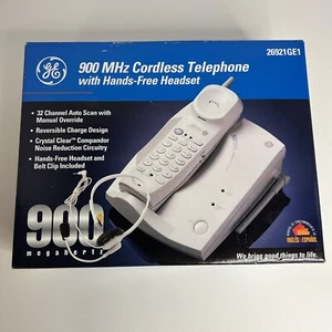GE 26921GE1 900MHz Zestaw telefonu bezprzewodowego Base Charger Słuchawka Zestaw słuchawkowy Biały NOWY - Zdjęcie 1 z 4