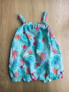 H&M Girls Summer Holidays Flamingo Romper Play Suit 4-6 Months