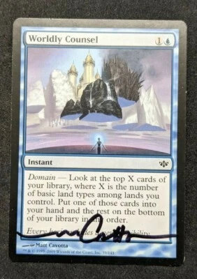 MTG Magic The Gathering Worldly Counsel Conflux Signed by Matt Cavotta - Image 1 of 2