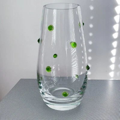 Large Southern Living at Home Verde Glass Vase Green Raised Dots Poland 11” - Image 1 of 4