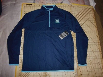 MENS LARGE BLUE COLOSSEUM NCAA MAINE BLACK BEARS LS ZIP COLLAR SHIRT - NWT - Image 1 of 4