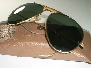 1970s 58/14mm VINTAGE B&L RAY BAN ARISTA GEP G15 OUTDOORSMAN AVIATOR SUNGLASSES - Picture 1 of 12