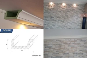 Klassische Deckenprofile direkte Beleuchtung Wand | BENDU Stuckleisten BSKL-180B - Bild 1 von 8