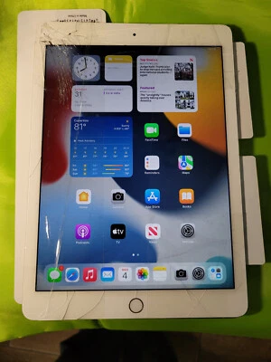 ЖК-дисплей экран треснутый для iPad Air 2 A1566/67 рабочий см. Рисунок и описание. Как есть - Изображение 1 из 4