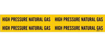 4 HIGH PRESSURE NATURAL GAS Pipe Warning Marker ADHESIVE STICKERS BRADY 90242 - Image 1 of 3