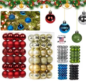 60Pcs Christmas Balls Shatterproof Xmas Tree Decor Ornaments Hanging Balls USA - Picture 1 of 46