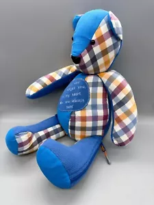 HANDMADE Regatta Great Outdoors Teddy Bear Large Rare Blue Mix Patchwork Unique - Foto 1 di 9