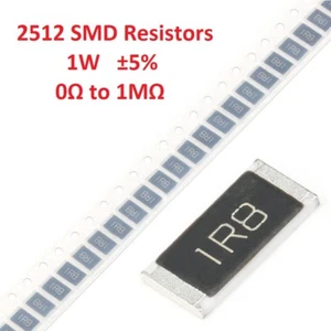 10PCS 1W 2512 SMD/SMT Chip Resistors ±5% 0R 2.2R 33R 470R 6.8KR 510KR To 1MR/Ohm - Picture 1 of 2