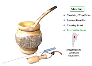 Yerba Mate Tasse und Bombilla Set - Handmade in Argentina - Original Ñandubay Holz - Bild 1 von 7