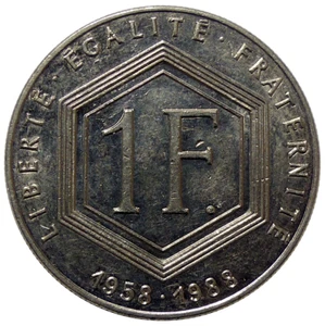 1 Franc DE GAULLE 1988 Variante sans les différents - Picture 1 of 2