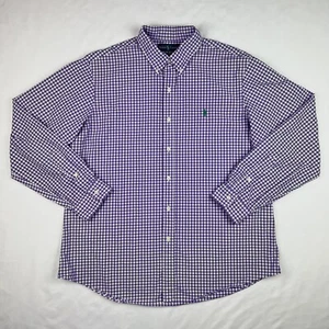 Ralph Lauren Blue Label XL Custom Fit Purple White Plaid Pony Button Down Shirt - Picture 1 of 8