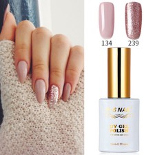 2 PIECES RS 134_239 Gel Nail Polish UV LED Sequined Pink Varnish Soak Off 15ml