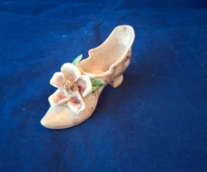 VEE JACKSON CALIFORNIA POTTERY Applied Flower Porcelain Shoe Rare Vtg 1950s - Picture 1 of 6