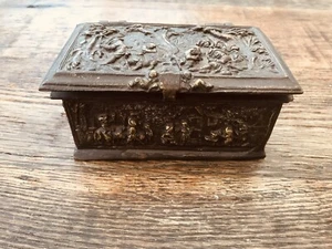 Bronze Decorative Box Trinket Box Vintage Hinge Lid - Picture 1 of 18