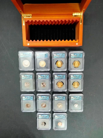 ICG 14-Coin Proof Set PR-69 DCAM 2008-S Graded Slab Collection w/ Wood box Cover
