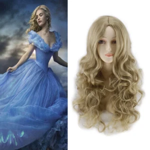 Cosplay Cinderella Princess Wigs Halloween Masquerade Wavy Long Hairpiece Brown - Picture 1 of 3